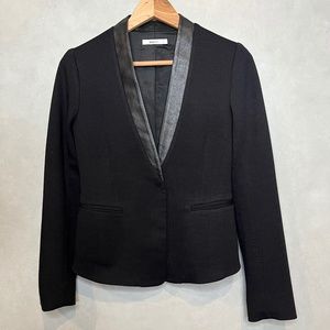 Bailey 44 Women's XS Black Jacket Lined Blazer Faux Leather Collar